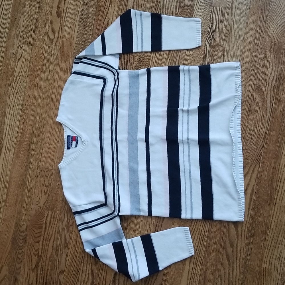(M) Tommy Hilfiger 100% Cotton Striped Cozy Long Sleeve Sweater Autumn Winter